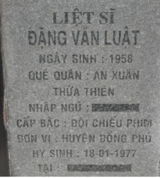 Tìm thân nhân liệt sĩ Đặng Văn Luật