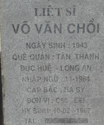 Tìm thân nhân liệt sĩ Võ Văn Chồi