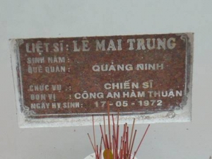 Nhắn tìm thân nhân liệt sỹ  Lê Mai Trung