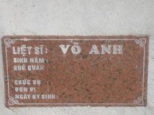 Tìm thân nhân liệt sĩ Võ Anh