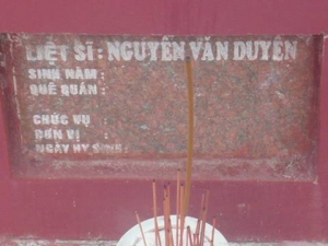 Nhắn tìm thân nhân liệt sĩ Nguyễn Văn Duyên