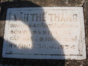 Nhắn tìm thân nhân liệt sĩ Văn Thế Thắng