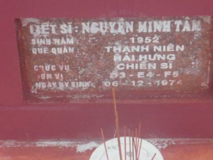 Nhắn tìm thân nhân liệt sỹ Nguyễn Minh Tâm