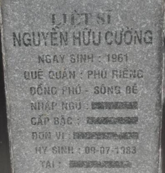 Tìm thân nhân liệt sĩ Nguyễn Hữu Cường hi sinh năm 1983