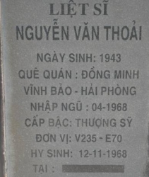 Tìm thân nhân liệt sĩ Nguyễn Văn Thoải