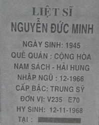 Tìm thân nhân liệt sĩ Nguyễn Đức Minh