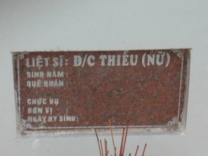 Nhắn tìm thân nhân liệt sĩ Thiều