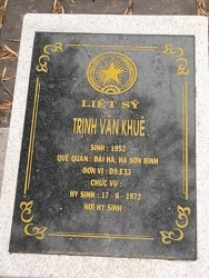 Nhắn tìm thân nhân liệt sỹ  Trịnh Văn Khuê