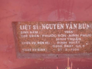 Nhắn tìm thân nhân liệt sỹ  Nguyễn Văn Hun