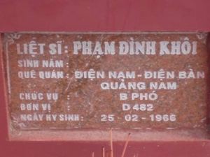 Nhắn tìm thân nhân liệt sỹ  Phạm Đình Khôi