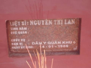 Nhắn tìm thân nhân liệt sĩ Nguyễn Thị Lan