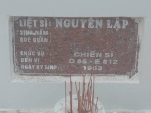 Nhắn tìm thân nhân liệt sĩ Nguyễn Lập