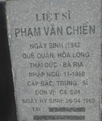 Tìm thân nhân liệt sĩ Phạm Văn Chiến