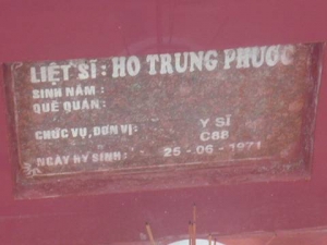 Nhắn tìm thân nhân liệt sĩ Hồ Trung Phước
