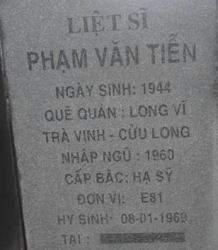 Tìm thân nhân liệt sĩ Phạm Văn Tiễn
