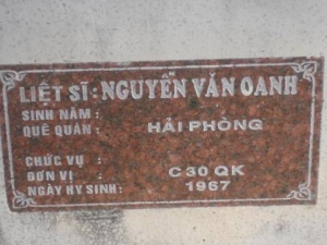 Nhắn tìm thân nhân liệt sỹ Nguyễn Văn Oanh