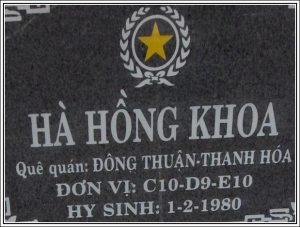 Nhắn tìm thân nhân liệt sỹ Hà Hồng Khoa
