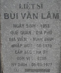 Tìm thân nhân liệt sĩ Bùi Văn Lâm