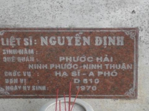 Nhắn tìm thân nhân liệt sỹ  Nguyễn Định