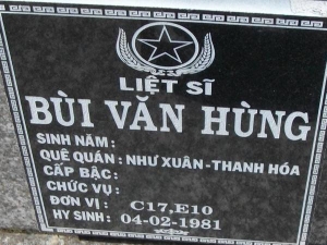 Nhắn tìm thân nhân liệt sỹ  Bùi Văn Hùng
