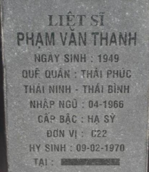 Tìm thân nhân liệt sĩ Phạm Văn Thanh