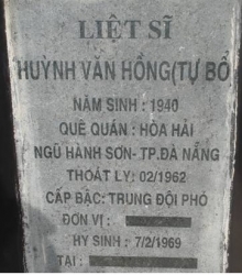 Tìm thân nhân liệt sĩ Huỳnh Văn Hồng