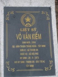 Nhắn Tìm Thân Nhân Liệt Sỹ Võ Văn Kiếm