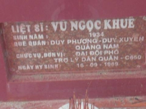 Nhắn tìm thân nhân liệt sỹ  Vũ Ngọc Khuê