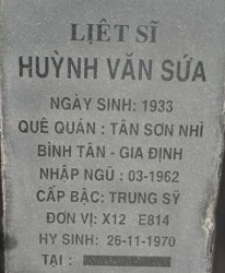 Tìm thân nhân liệt sĩ Huỳnh Văn Sứa