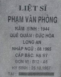 Tìm thân nhân liệt sĩ Phạm Văn Phòng