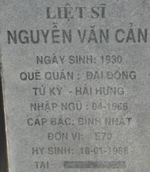 Tìm thân nhân liệt sĩ Nguyễn Văn Cản