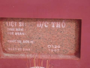 Nhắn tìm thân nhân liệt sĩ Thố