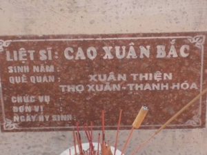 Nhắn tìm thân nhân liệt sỹ  Cao Xuân Bắc