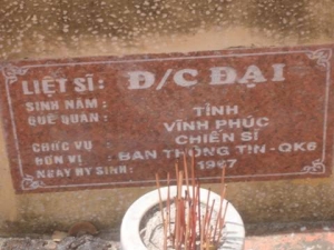 Nhắn tìm thân nhân liệt sỹ Đại