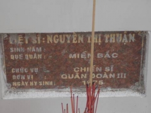 Nhắn tìm thân nhân liệt sỹ  Nguyễn Thị Thuận