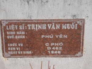 Nhắn tìm thân nhân liệt sỹ Trịnh Văn Muối