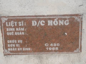 Nhắn tìm thân nhân liệt sĩ Hồng