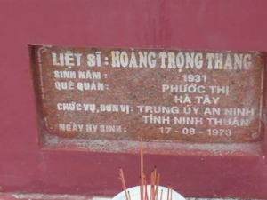 Nhắn tìm thân nhân liệt sỹ  Hoàng Trọng Thăng