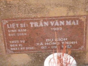 Nhắn tìm thân nhân liệt sĩ Trần Văn Mai